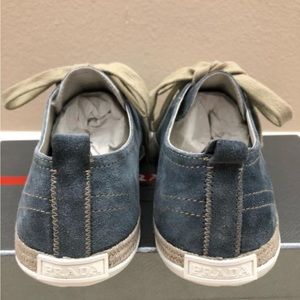 Brand new Prada espadrilles sneakers. Blue denim suede sneakers.